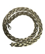 Vintage Sterling Tri-Colored Herringbone Necklace, Braided, 18&quot;., Italy - $65.26 CAD