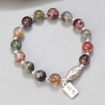 Round Crystal Beaded With Sterling Silver Lucky Charm Bracelet,Gift For Her - £33.49 GBP