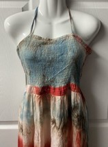 Boho Maxi Sundress Ruffle Tie Died Back Cut out Tiered - $19.75
