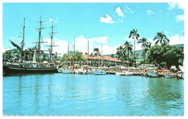 Lahaina Harbor Maui w Carthaginian Ship Boats Pioneer Inn Hawaii Postcard 1980 - £1,176.51 GBP
