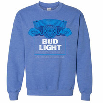 Bud Light Bottle Label Crewneck Sweatshirt Blue - £47.93 GBP+