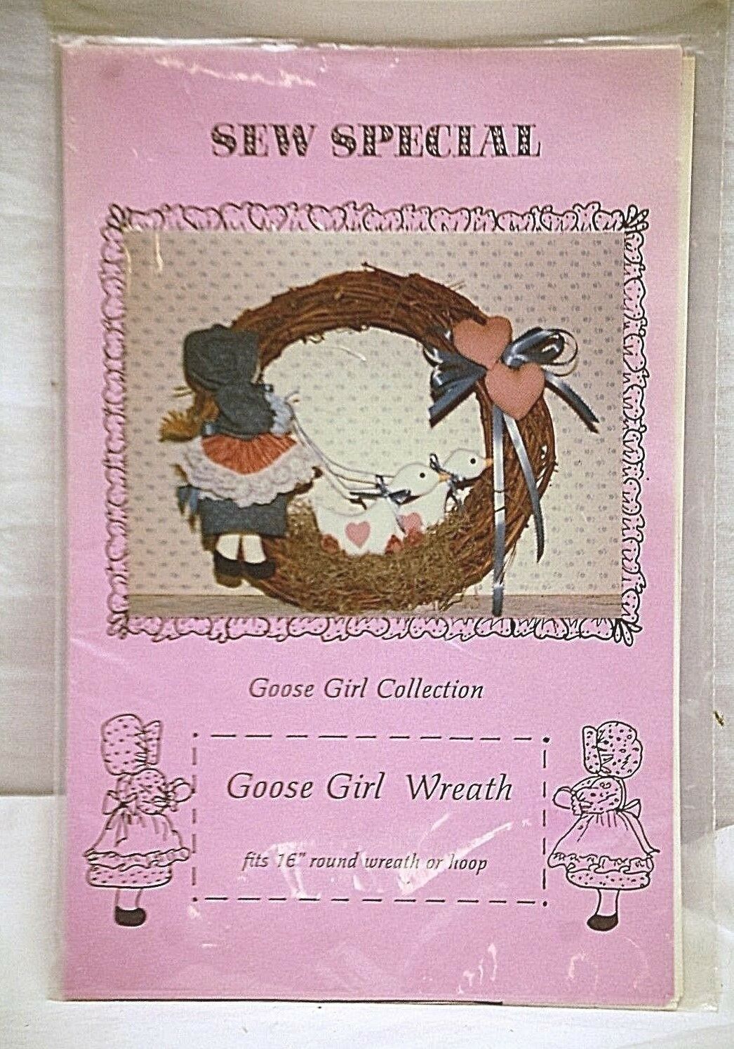 Vintage Sew Special by Judiann Goose Girl Wreath Fits 16" Round Wreath or Hoop - $6.92