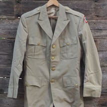Vintage US Army Tan Dress Jacket Coat w/ Patches Korean War Era - $99.69