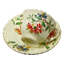 Aynsley Teacup and Saucer Pale Yellow Honeysuckle circa 1940s Wavy Edge - £70.90 GBP