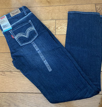 NEW Levi&#39;s Girls Size 10 Reg Denim Blue Jeans White Stitch Bling Skinny Stretch - £15.76 GBP