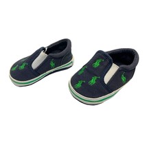 Polo Ralph Lauren Boys Infant Baby Size 2 Crib Sneaker Shoes Blue Green Horseman - £11.81 GBP