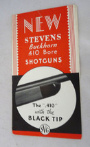 Vintage Stevens 410 Buckhorn shotgun advertising brochure black tip Sava... - £27.08 GBP