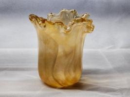 Vintage Lavorazione Arte MURANO Style 5&quot; PEACHES &amp; CREAM Vase - Italy Ar... - $26.12