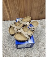 Birkenstock Women&#39;s Franca Tobacco Brown Waxy Leather Sandals Beige Size 8 - £67.51 GBP