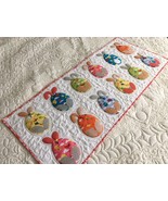 Quilted funny Easter egg bunnies table runner, Bed topper, Spring tablec... - $119.65 CAD