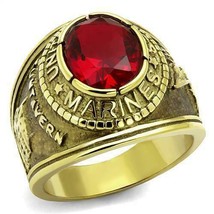 Ring Usmc Marine Corps Marines Stainless Steel Red Stone TK414703G - £31.61 GBP