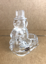 Vintage DePlomb Lead Crystal Snowman Tealight Candle Holder Made in USA 6 1/5&quot; - £10.63 GBP