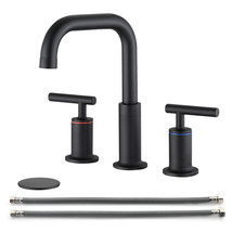 8 in. Widespread Double Handle Bathroom Faucet with Pop Up Drain in Matte Black - £86.94 GBP