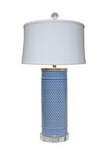 Beautiful Blue and White Porcelain Round Vase Patterned Table Lamp 32&quot; - £354.82 GBP