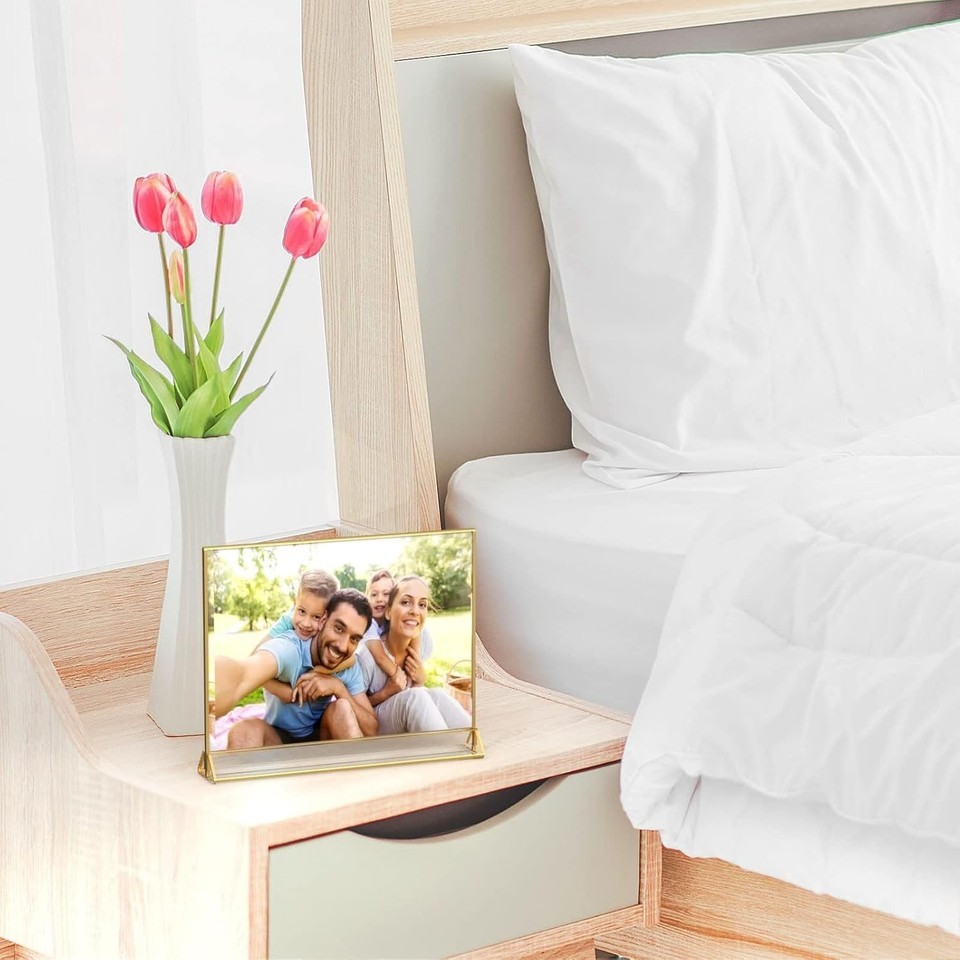 6-Pack Horizontal Acrylic Sign Holders with Gold Borders for Elegant Displays Item image 9