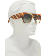  Celine CL40056i 56P Stripe Havana/Green 53mm Square Women&#39;s Sunglasses - £255.47 GBP