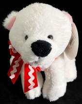 NEW Amscan Cuddle Club White Bear Red Bow Plush 6&quot; Stuffed Animal Christmas - £5.52 GBP