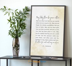 St.Therese Quote Wall Art May Today There Be Peace Within Prayer Sign Print-PB87 - $24.65+