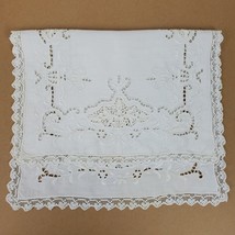 Vintage Crochet Embroidery w/ Cutouts Dresser Doily Approx 17x11 Inch Ivory (55) - $13.10