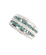 1.8 ct tw Natural Blue Diamond Gold Statement Ring | 5 Diamond Row Chann... - $1,399.00