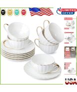 Gorgeous Fine Porcelain Teacups with Gold Detail - Formal Dining Essential - $1,364.00 MXN