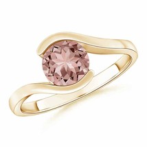 ANGARA Semi Solitaire Round Morganite Bypass Ring for Women in 14K Gold - £737.90 GBP