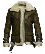 Men&#39;s B3 Aviator Pilot Fur BELTED Shearling Bomber BROWN Leather Jacket/... - $199.00