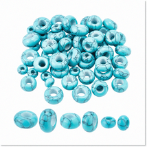 60pcs Synthetic Turquoise Beads - Large Hole Round Spacer Beads for Jewelry Maki - £35.59 GBP