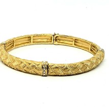 Premier Designs Woven Gold Tone Stretch Bracelet w Rhinestone - £13.58 GBP