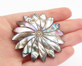 TAXCO MEXICO 925 Sterling Silver - Vintage Abalone Floral Brooch Pin - BP2459 - £44.34 GBP