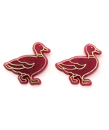 Vintage Red Duck Lapel Pins Lot of 2 Retro Plastic Gold Trim Cute Animal... - $17.64 CAD