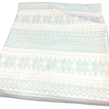 Snowflake Patterned Aqua and White Winter Fabric 106 x 64 Almost 3 yards - £17.70 GBP