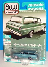 Auto World 2021 Muscle Wagons #4 1963 Chevy II Nova 400 Wagon Aqua - £9.59 GBP