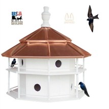 8 Room Purple Martin Birdhouse - Copper Roof Insect Pest Control Bird House Usa - $399.97
