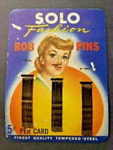 Vintage Solo Fashion Bob Pins On Card Solo Prod New York Old NOS PB52 - £13.33 GBP