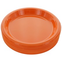 Disposable Plastic Plates Orange, 10.4 Inches Plastic Dinner Plates, Str... - $37.99