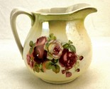 Wellsville China Water Pitcher, Antique Lusterware, White Porcelain w/Roses - $29.35