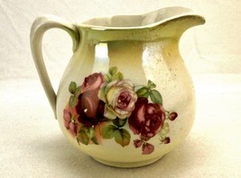 Wellsville China Water Pitcher, Antique Lusterware, White Porcelain w/Roses - £23.46 GBP
