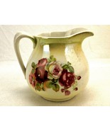 Wellsville China Water Pitcher, Antique Lusterware, White Porcelain w/Roses - $40.12 CAD