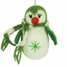 Fair Trade Holiday Handmade Little Lime Penguin Christmas Tree Ornament - £13.19 GBP