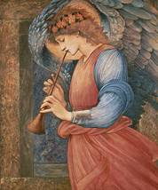 Framed canvas art print giclée an angel playing a flageolet edward burne... - $17.82+