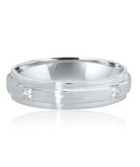 Men&#39;s Bezel Set Princess Diamond Wedding Band 14k White Gold 0.30 CT 5 MM - €1.274,92 EUR