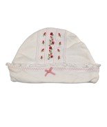 Carters 3-9 M White Pink Floral Embroidered Baby Hat Cotton Garden Party NEW - $19.80