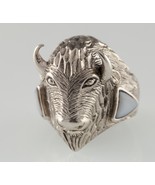 Vintage Buffalo Tête W / Mop Argent Sterling Taille Bague 7 - $243.16 CAD