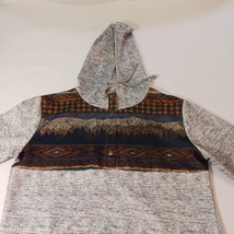 Men 1/4 Snap Button Cotton Gray & Brown Pullover Drawstring Hoodie Sweatshirt XL image 8