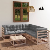  Garden Lounge Set Pinewood Solid Pinewood, 100% Polyester Medium - $1,046.28 CAD
