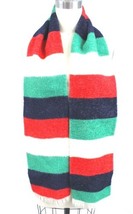 Vintage RETRO Striped 100% Wool Winter Blanket Scarf 62x7 Oblong Fringed... - $23.76