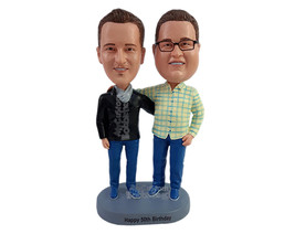 Custom Bobblehead Happy friends hugging havng a great time together wearing styl - £121.50 GBP