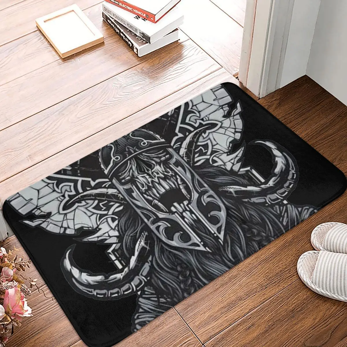 Viking Valhalla Anti-Slip Rug Doormat Mat Gothic Ancient Skull Warrior Skull Got - $15.99