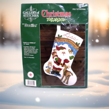 Bucilla Gallery of Stitches Felt Christmas Stocking Kit Santa &amp; Animals NEW - $19.75